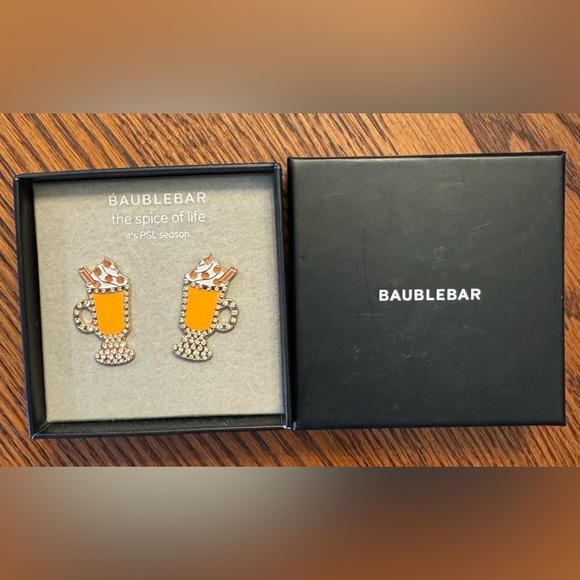 BAUBLEBAR ‘The Spice of Life’ Pumpkin Latte with Crystal Accents Earrings NWT - Picture 2 of 2